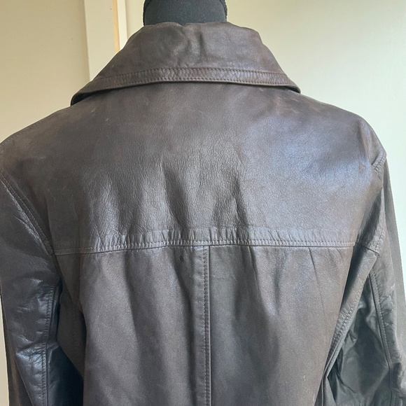 Oversized Vintage 90s Roots Leather Jacket Chocolate Brown - Picture 10 of 13